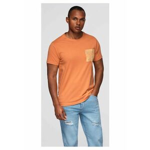 Tricou din bumbac cu buzunar imprimat OM-TSPT-0227 - Portocaliu imagine