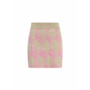 Fusta tricotata fin cu model floral - Roz imagine