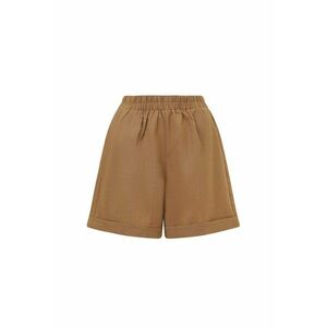 Pantaloni scurti din amestec de in cu talie elastica - Caramel imagine