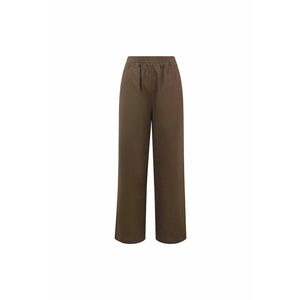 Pantaloni din amestec de in cu talie elastica inalta - Maro inchis imagine