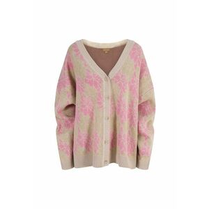 Cardigan lejer cu model floral - Roz imagine
