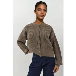 Pulover dama - cardigan texturat - guler rotund - maneca lunga - maro melanj - tricot imagine