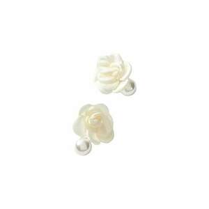 Cercei alb unt - forma de floare - cu perla - Bernice C16 - imagine