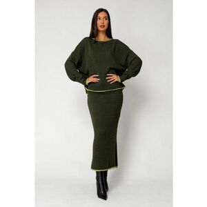 Set Sylvie cu fusta mix lana si casmir Green 18061 - Verde imagine