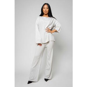 Set Lorelle mix lana si casmir pulover si pantalon lung Grey I 18366 - Gri imagine