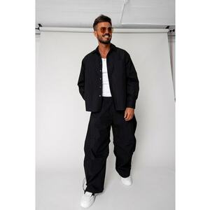 Set Super Oversized Camasa si pantalon lung Black 18334 - Negru imagine