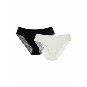 Chiloti dama cu talie inalta - set de 2 negru-alb Parija - Negru imagine