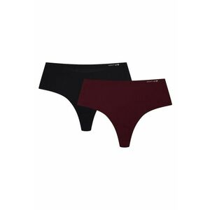 Chiloti dama tanga cu talie inatla set de 2 perechi negru - maro Parks - Negru imagine