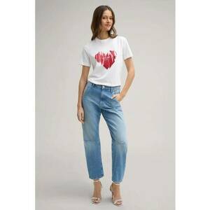 Tricou cu guler rotund si print frontal 30046948 imagine