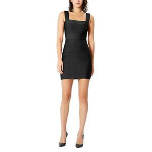Rochie mini din bandajul emblematic Herve Leger cu decupaj pe spate - Negru imagine