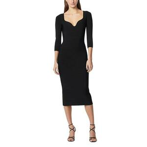 Rochie midi cu model suprapus - Negru imagine