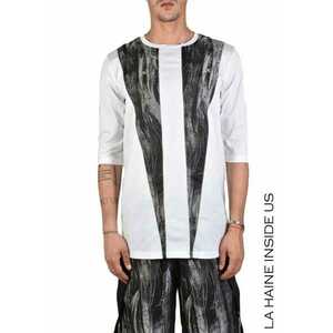 Tricou mulat cu imprimeu minimalist - Alb imagine