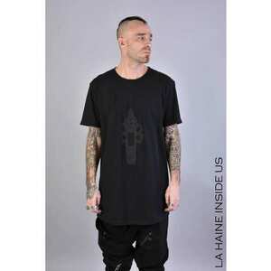Tricou cu print frontal - Negru imagine