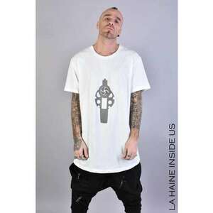 Tricou cu print frontal - Alb imagine