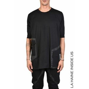 Tricou oversize cu buzunare aplicate în părțile laterale - Negru imagine