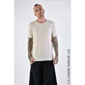 Tricou transparent regular fit cu guler rotund - Bej imagine