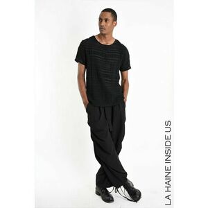 Tricou asimetric transparent - Negru imagine