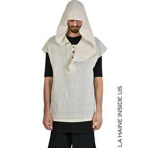 Tricou de vară ușor transparent asimetric fără mâneci - Bej imagine