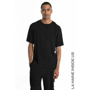 Tricou oversized cu print stripes - Negru imagine