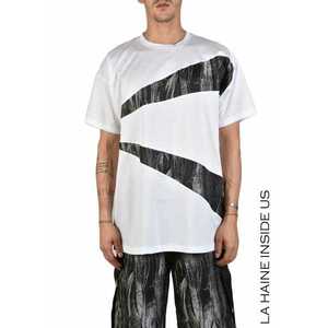 Tricou oversize cu imprimeu minimalist - Alb imagine