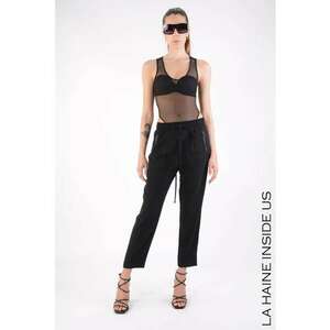 -Pantaloni regular fit cu elastic în talie și buzunare cu închidere prin fermoar - Negru imagine