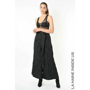 -Pantaloni largi cu cordon în talie LH - Negru imagine