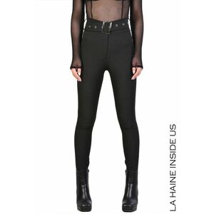 Pantaloni mulati cu talie inalta si curea detasabila - Negru imagine