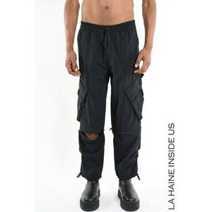 -Pantaloni cargo cu fermoare la gleznă - Negru imagine