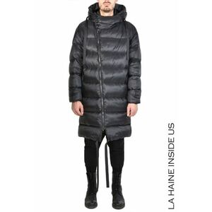 Geacă lungă supradimensionată cu glugă - închidere prin fermoar cu glisor dublu - Negru imagine