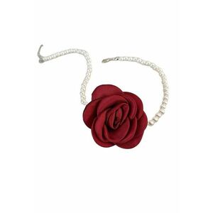 Colier choker - cu perle si floare visinie - Bendicta C14 - imagine