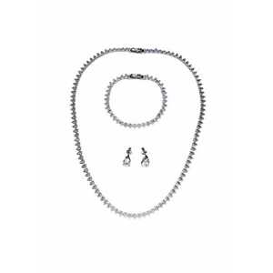 Set colier - cercei si bratara - tennis - argintiu - cu pietre din zirconiu - Niccie C1 imagine