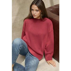Pulover dama - confortabil - rosu inchis - tricot imagine