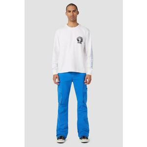 Pantaloni din denim cargo evazati - Albastru imagine