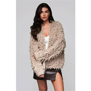 Pulover cardigan cu ciucuri LW-SWCD-0109 - Bej imagine