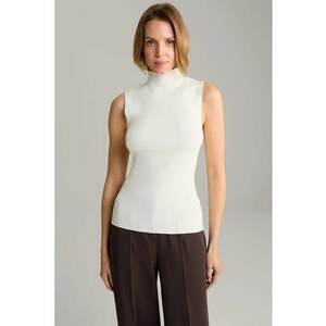 Bluza cu guler inalt fara maneci cu detaliu metalic logo la spate - Crem imagine