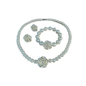 Set colier - cercei si bratara - auriu - cu flori si perle - Olymphia C23 imagine