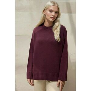 Pulover dama - guler rotund - confortabil - mov inchis - tricot imagine