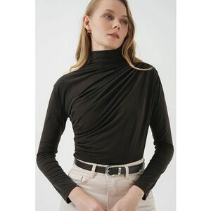 Bluza din jerseu cu guler inalt si drapaje imagine