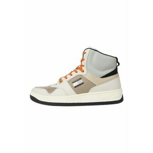 Pantofi sport mid-high de piele - Alb/Maro/Portocaliu imagine