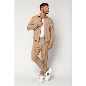 Set Caruso Jacheta cu fermoar si pantalon lung Beige New 18218 - Bej imagine