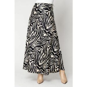 Fusta lunga Print Beige/Black 18103 - Negru/Bej imagine