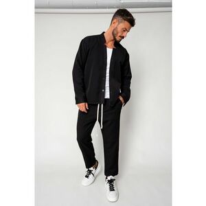 Set Como Camasa V-cut si pantaloni lungi Black 18205 - Negru imagine
