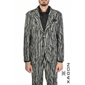 Sacou cu croiala dreapta cu dungi de zebra si cu nasture in fata imagine