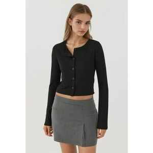 Top - top scurt cu guler rotund - nasturi - negru - amestec de viscoza imagine