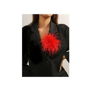 Brosa tip floare din pene - rosie - Agnes C22 imagine