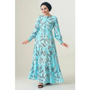 Rochie maxi dama - HiCCUP - viscoza - decolteu rotund - albastru deschis imagine