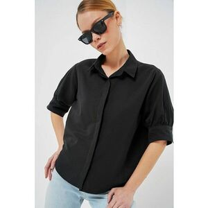 Camasa dama - HiCCUP - din poplin - cu nasturi - negru - bumbac imagine