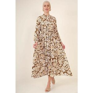 Rochie maxi dama HiCCUP - viscoza - floral - decolteu rotund - multicolor imagine