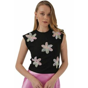 Top dama - Jerseu - Negru - Floral imagine