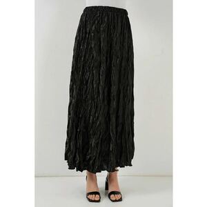 Fusta maxi - HiCCUP - texturata - cu captuseala - neagra - satin imagine